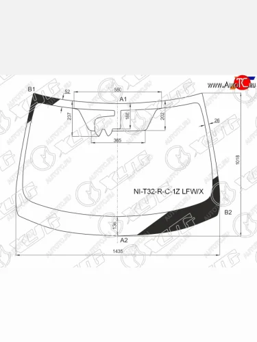 Стекло лобовое (камера, молдинг) XYG (зеленое) Nissan X-trail 3 T32 дорестайлинг (2013-2018)