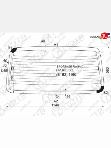 Стекло заднее (Цвет зеленый Обогрев) Kia Sportage 93-06 XYG SPORTAGE RW/H/X