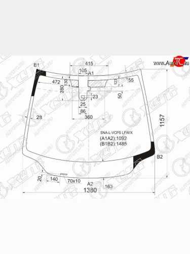 Стекло лобовое (датчик дождя) (USA) XYG (зеленое) Honda Civic FK,FN хэтчбэк 5 дв. дорестайлинг (2005-2008)