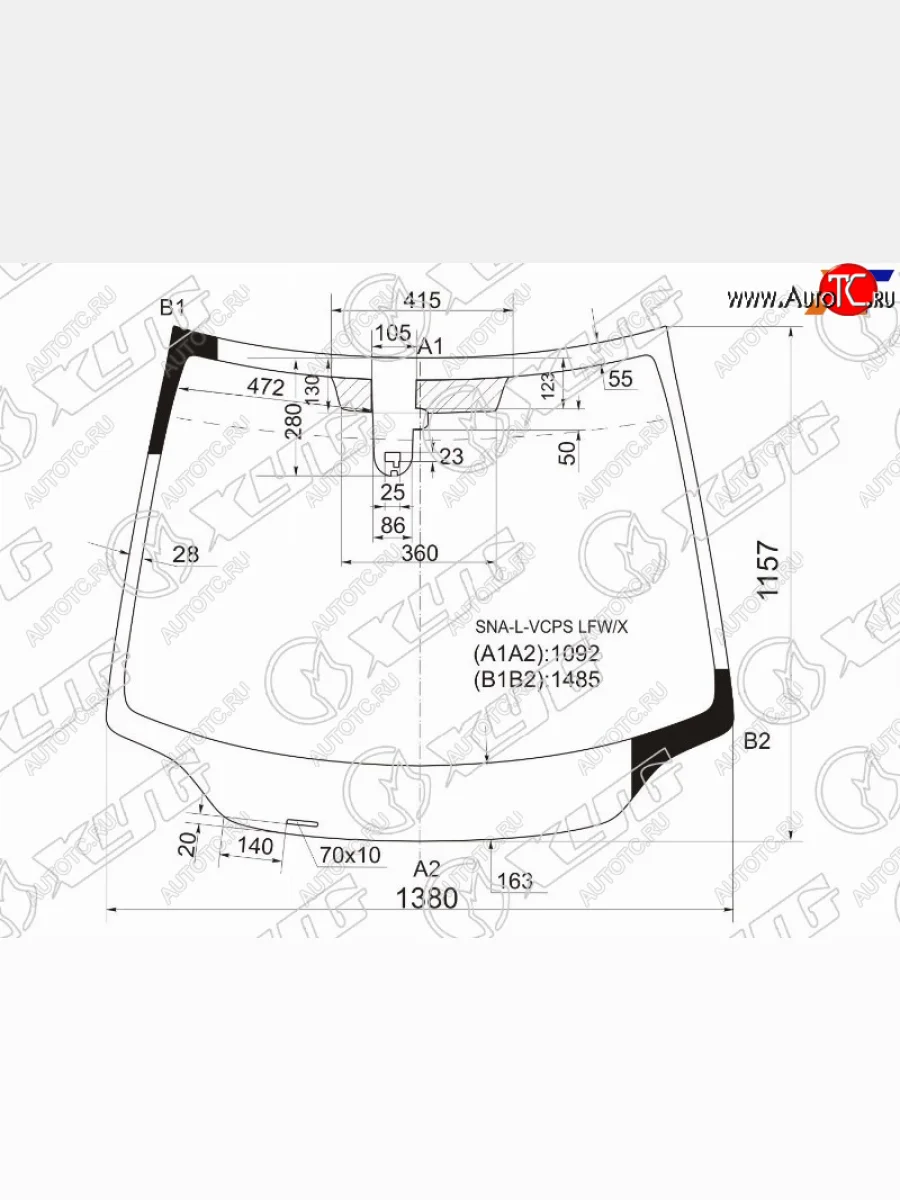 Стекло лобовое (датчик дождя) (USA) XYG Honda Civic FN купе дорестайлинг (2005-2008) (зеленое)  в Керчи Республика Крым