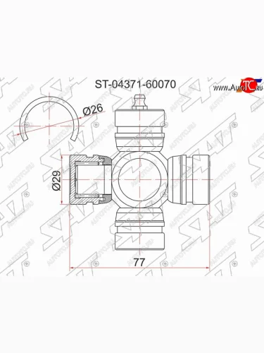 Крестовина кардана FR TY LCR UZJHDJ100, UZJ200, Surf #N185215, -RR GS13#, Prado KDJ9#, Dyna  LY2## SAT ST-04371-60070