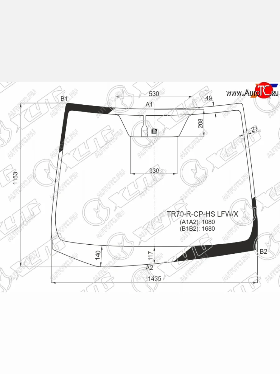 Стекло лобовое (место под датчик запотевания) XYG Toyota Noah R80 рестайлинг (2017-2021) (зеленое)  в Керчи Республика Крым