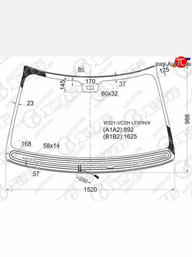 Стекло лобовое (Обогрев щеток Датчик дождя Молдинг) Mercedes-Benz S-Class 05-13 XYG W221-VCSH LFW/H/X