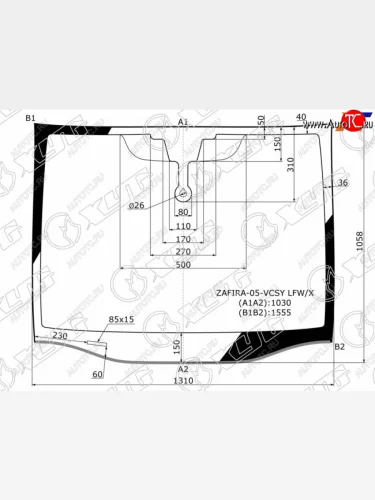 Стекло лобовое (датчик дождя, молдинг) XYG (зеленое) Opel Zafira В дорестайлинг (2005-2008)