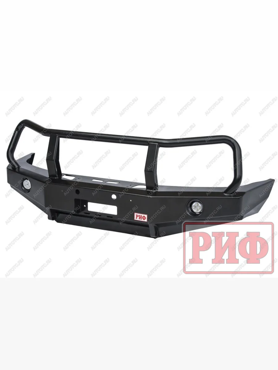 Бампер силовой передний (с дополнительными фарами и защитной дугой) РИФ Уаз Патриот 3163 5 дв. дорестайлинг (2005-2013) (черный)  в Самаре Самарской области