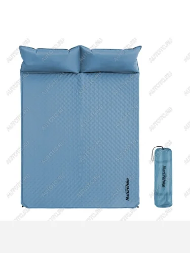 Коврик самонадувающийся Naturehike двойной, с подушками, 185х130х2,5 см, голубой Naturehike nh18q010-d-bl