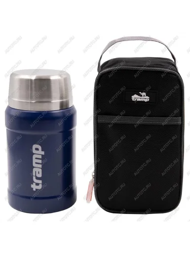 Термос TRAMP с широким горлом 0,8 л с сумкой (Синий) TRAMP trc-132-9305