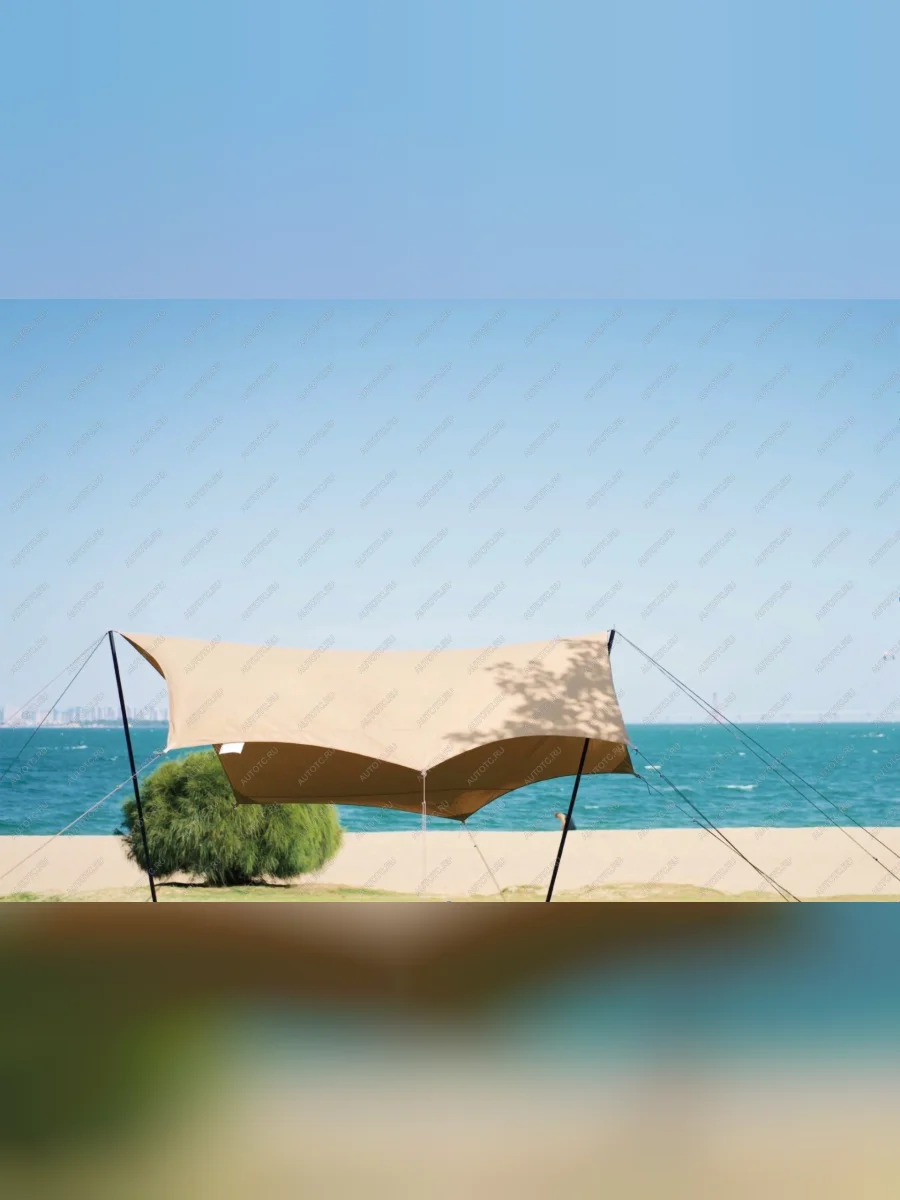 Тент кемпинговый 520х450, ткань, алюминиевые стойки, цвет песочный РИФ rifrt095245600w  в Воронеже Воронежской области