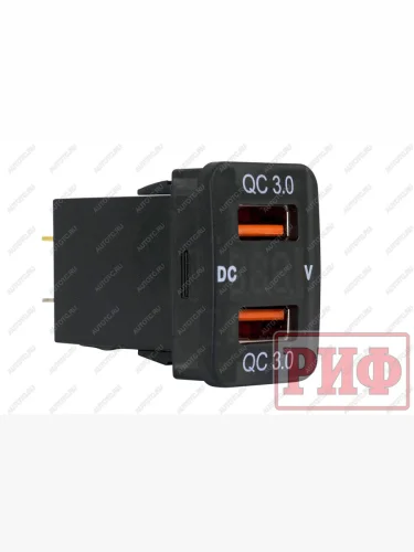 Розетка USB 2 QC 3.0 с вольтметром для Toyota 32x20 РИФ rif22-4-1013500