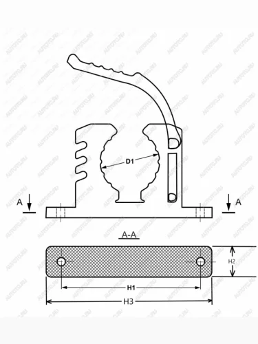 Крепление топорастволов ружья (овал горизонт.) поперечное черный  33-20-0109
