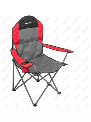 Кресло NISUS складное (серыйкрасныйчерный) - мягкие подлокотники  n-244-grd-1