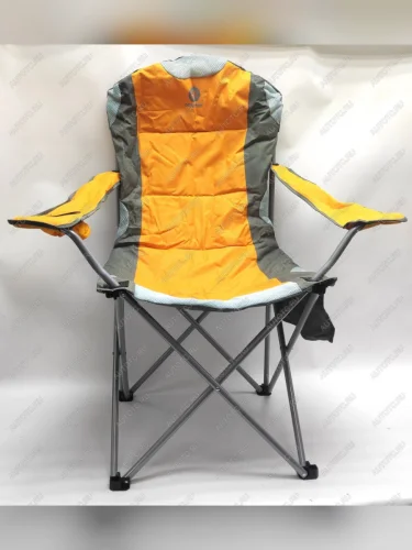 Кресло туристическое складное, мягкие тканевые подлокотники (оранжевыйсерый), нагрузка 100 кг  sv-c-10472