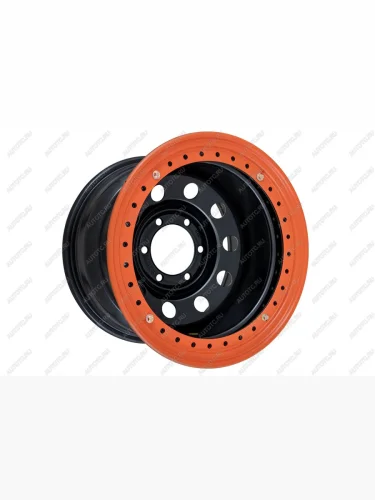 Диск усиленный стальной черный 6x139,7 10xR16 d110 ET-44 с бедлоком (оранжевый)  1610-63910bl-44 bd-o