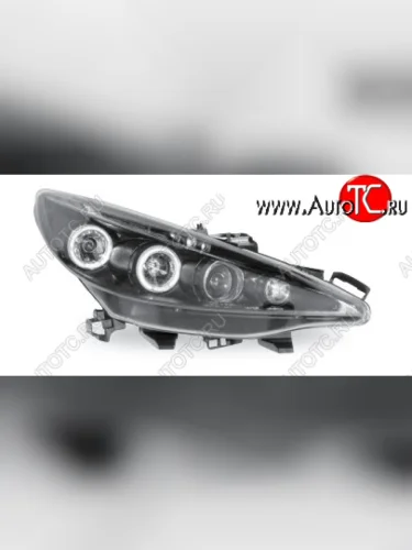 207 ФАРА Л+П (КОМПЛЕКТ) ТЮНИНГ ЛИНЗОВАН С ПРОТИВОТУМ С СВЕТЯЩ ОБОДК (JUNYAN) ВНУТРИ ЧЕРН JUNYAN pg20705-003b-n