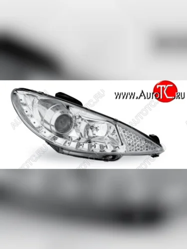 206 ФАРА Л+П (КОМПЛЕКТ) ТЮНИНГ ЛИНЗОВАН (DEVIL EYES) (JUNYAN) ВНУТРИ ХРОМ JUNYAN pg20698-007h-n