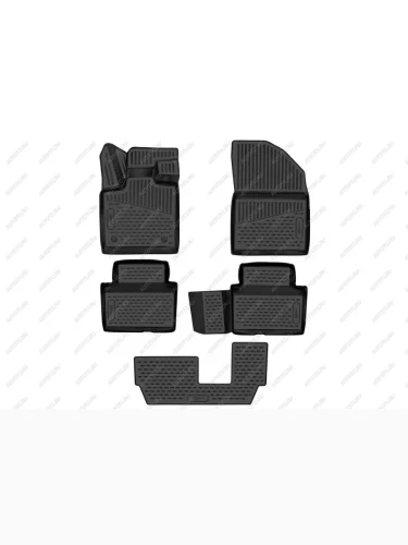 Коврики 3D в салон подходят для EXEED VX 2021-, Кроссовер, 5шт. (ПУ, повышенная износостойкость)  Эксид ВХ FORMAT format.3dan0020210k