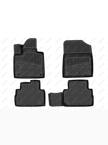 Коврики 3D в салон (ПУ, повышенная износостойкость)(5 мест) FORMAT (черные) Hyundai Santa Fe  5 MX5 (2022-2025)