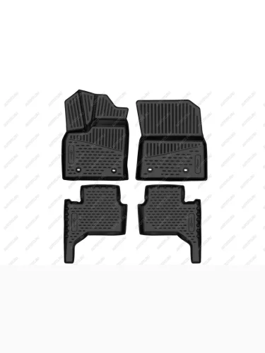 Коврики 3D в салон (ПУ, повышенная износостойкость)(VIP, для капитанских сидений) FORMAT (черные) Lexus LX600 J310 (2021-2022)