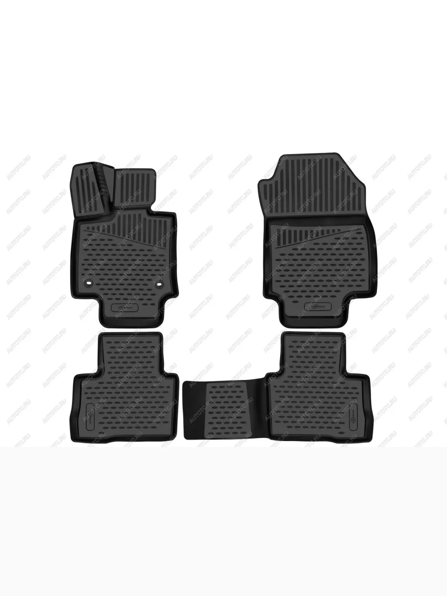 Коврики 3D в салон (ПУ, повышенная износостойкость) FORMAT Toyota RAV4 XA50 5 дв. дорестайлинг (2018-2025) (черные)  с доставкой в г. Пермь