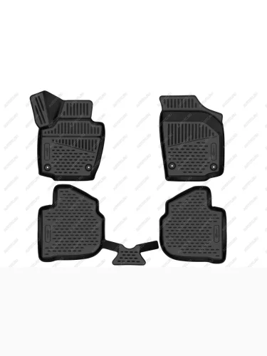 Коврики 3D в салон подходят для VOLKSWAGEN Polo (VI) 2020-, 4шт. (ПУ, повышенная износостойкость)  Фольксваген Поло FORMAT format.3d02433210k