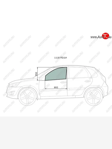 Стекло боковое опускное (Спереди Слева Цвет зеленый) Datsun mi-Do 14-21  on-DO 14-19  LADA Grant XYG 1118 FD/LH