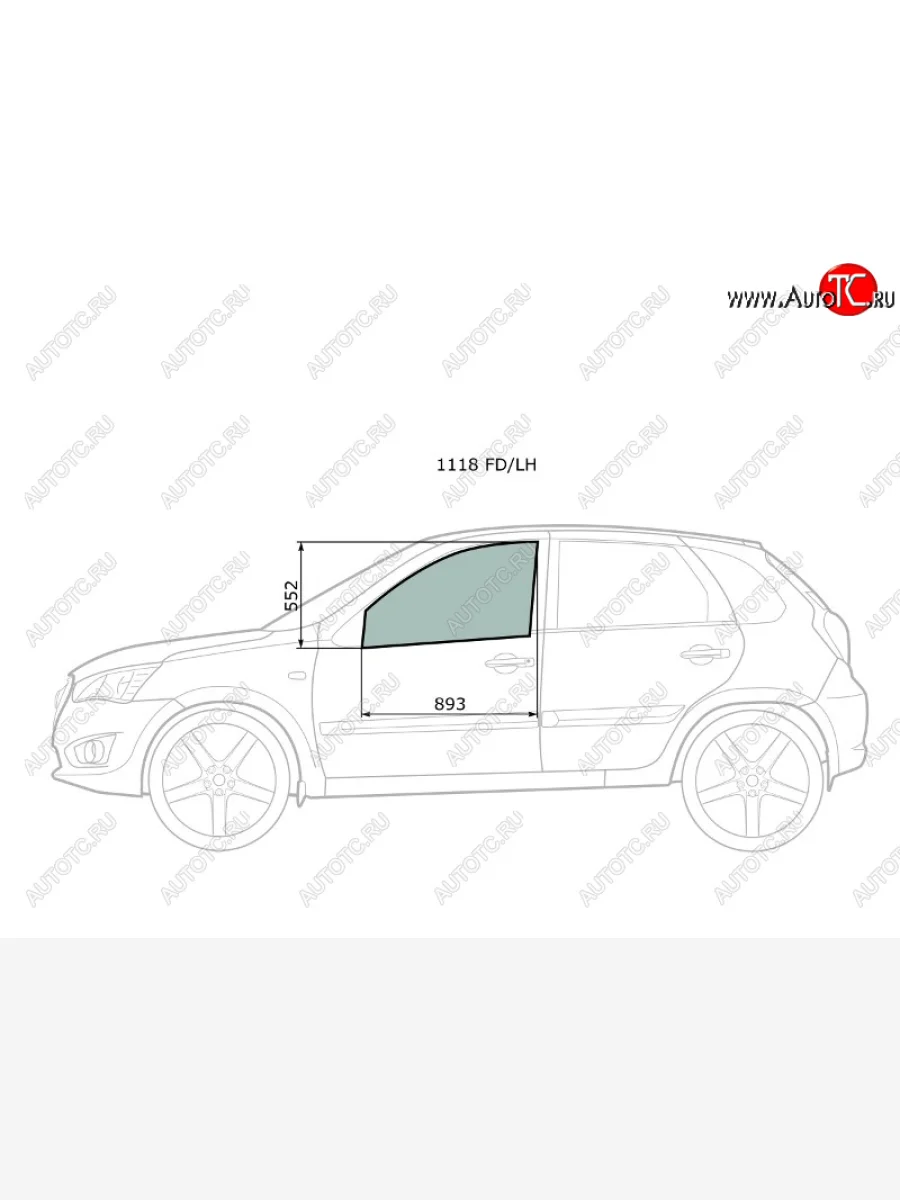 Стекло боковое опускное (Спереди Слева Цвет зеленый) Datsun mi-Do 14-21  on-DO 14-19  LADA Grant XYG 1118 FD/LH  в Воронеже Воронежской области