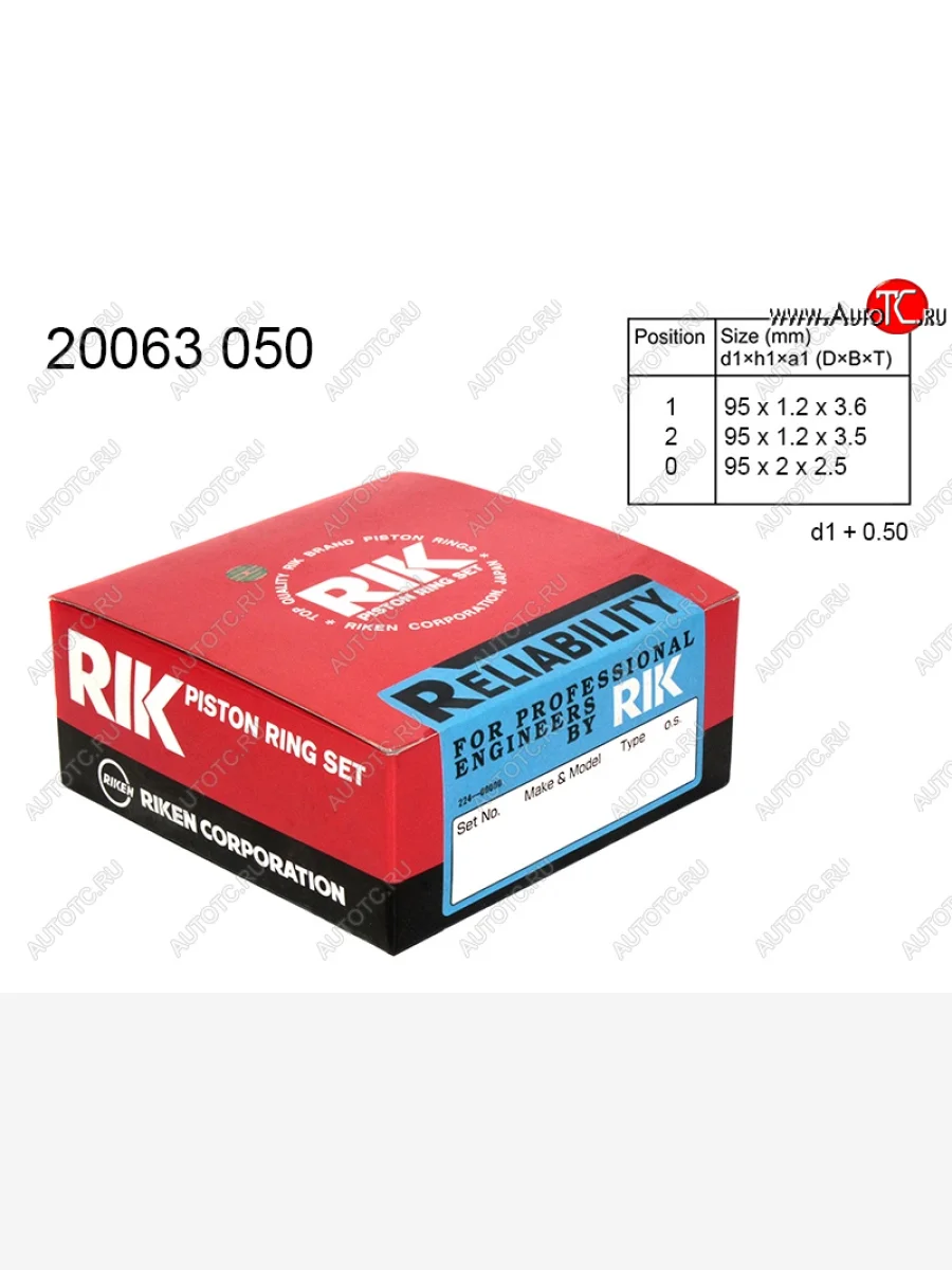 Кольца поршневые (комплект) 0,50 MITSUBISHI PAJEROMONTERO 6G75 06- RIKEN 20063 050  в Самаре Самарской области