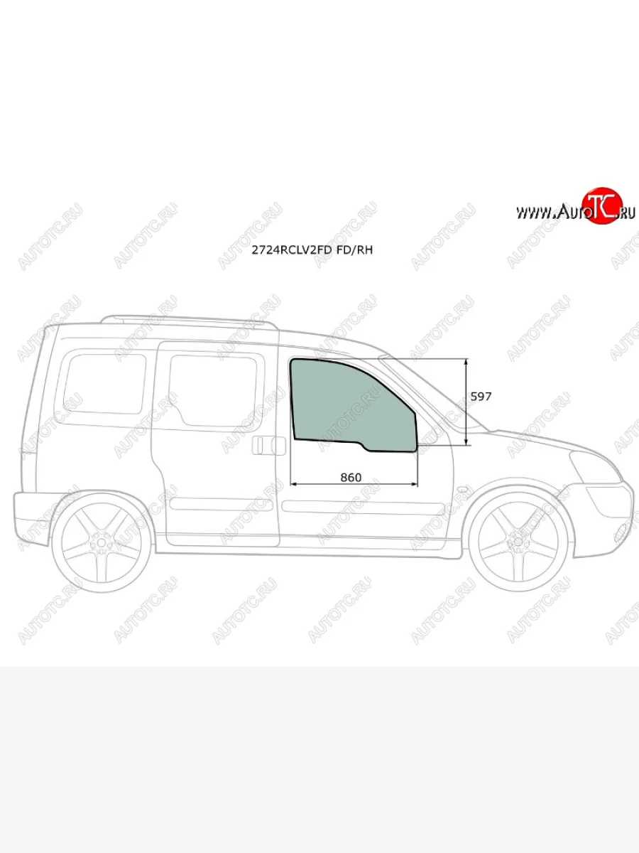Стекло боковое опускное (Спереди Справа Цвет зеленый) Citroen Berlingo 96-12  Peugeot Partner 96- XYG 2724RCLV2FD FD/RH  в Керчи Республика Крым