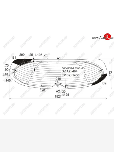 Стекло заднее (Цвет зеленый Обогрев Антенна 35D HBK) Peugeot 308 07-15 XYG 308-HBK-A RW/H/X