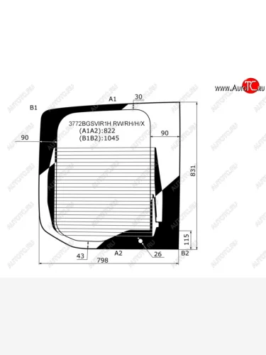 Стекло заднее (Цвет зеленый Обогрев) Ford Transit 14- XYG 3772BGSVIR1H RW/RH/H/X