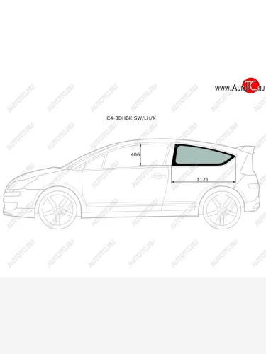 Стекло кузова боковое (не опускное) (Слева Цвет зеленый) Citroen C4 04-11 XYG C4-3DHBK SW/LH/X