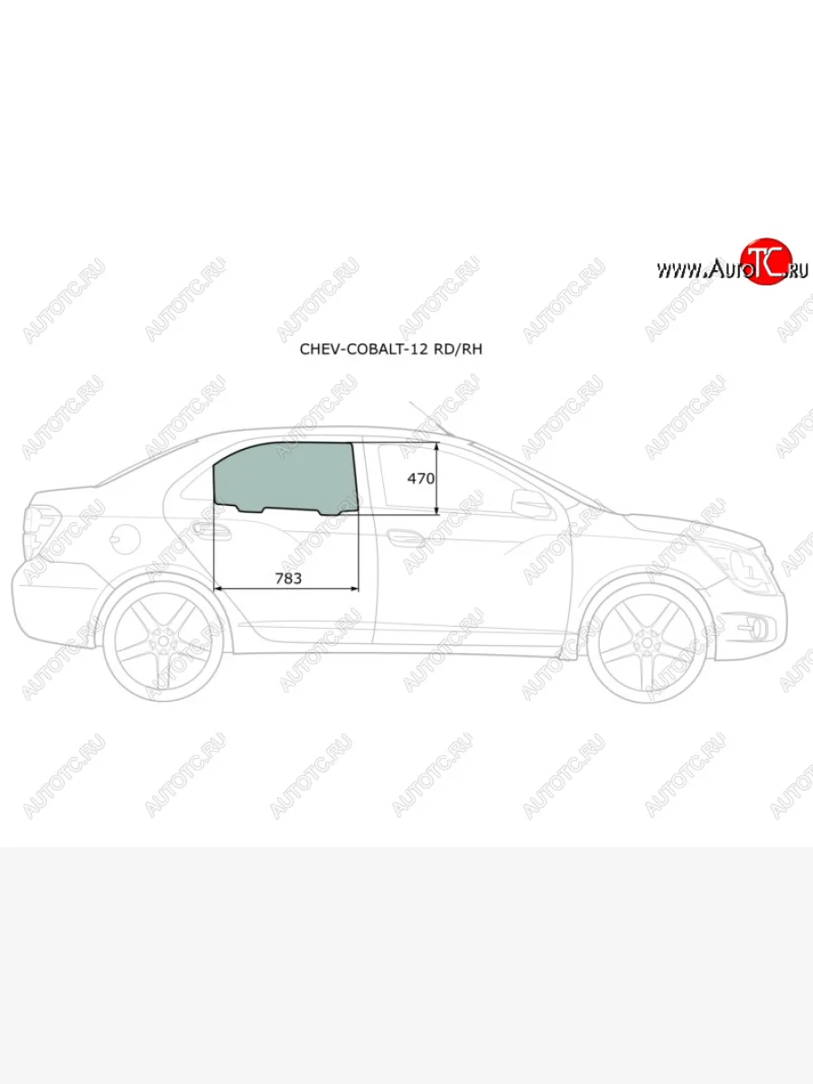 Стекло боковое опускное (Сзади Справа Цвет зеленый) Chevrolet Cobalt 13-  Ravon R4 16-20 XYG CHEV-COBALT-12 RD/RH  в Керчи Республика Крым