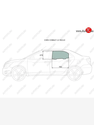 Стекло боковое опускное (Сзади Слева Цвет зеленый) Chevrolet Cobalt 13-  Ravon R4 16-20 XYG CHEV-COBALT-12 RD/LH