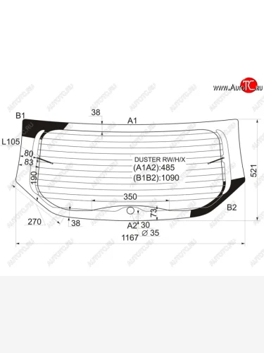 Стекло заднее (Цвет зеленый Обогрев) Renault Duster 10-21  Dacia Duster 10-17 XYG DUSTER RW/H/X