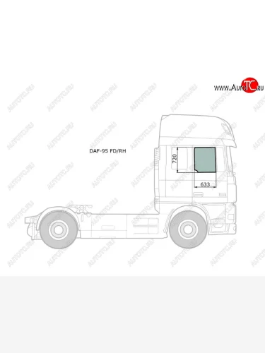 Стекло боковое опускное (Спереди Справа Цвет зеленый) Daf 95 88-08  XF 06-12 XYG DAF-95 FD/RH
