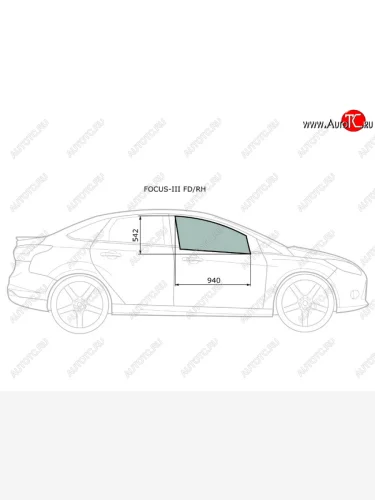 Стекло боковое опускное (Спереди Справа Цвет зеленый) Ford Focus 10-19 XYG FOCUS-III FD/RH