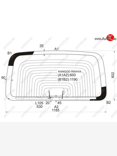 Стекло заднее (Цвет зеленый Обогрев) Renault Kangoo 97-07 XYG KANGOO RW/H/X