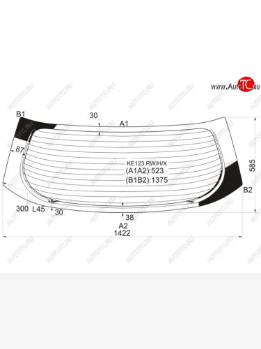 Стекло заднее (Цвет зеленый Обогрев 5D HBK) Toyota Corolla (E120) 00-07  Corolla JPN (E120) 00-07 XYG KE123 RW/H/X