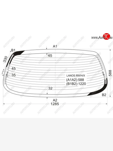 Стекло заднее (Цвет зеленый Обогрев) Chevrolet Lanos 05-09  Daewoo Lanos 97-08  ЗАЗ Шанс 05-14 XYG LANOS RW/H/X