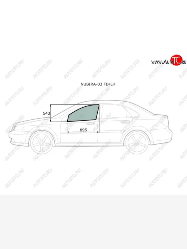 Стекло боковое опускное (Спереди Слева Цвет зеленый) Chevrolet Lacetti 04-13  Daewoo Lacetti 04-0 XYG NUBIRA-03 FD/LH
