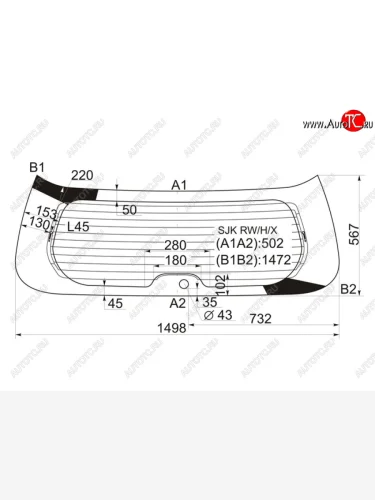 Стекло заднее (Цвет зеленый Обогрев) Honda Elysion 04-13 XYG SJK RW/H/X