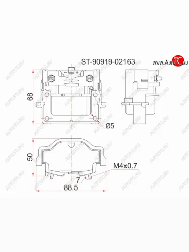 Катушка зажигания TOYOTA 3S-FE -96 ST19#ST20#SV4#, 4A7A-FE -96 AT19#, 3RZ-FE 95- RZJ9#RZN18# SAT ST-90919-02163