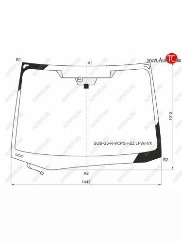 Стекло лобовое (Обогрев щеток Две камеры Датчик дождя) Subaru Impreza 16-19  Crosstrek 17- XYG SUB-G5-R-VCPSH-2Z LFW/H/X