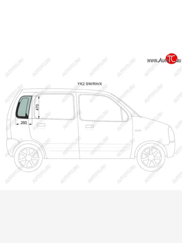 Стекло кузова боковое (не опускное) (Справа Цвет зеленый) Chevrolet MW 03-10  Suzuki Wagon R Solio XYG YK2 SW/RH/X