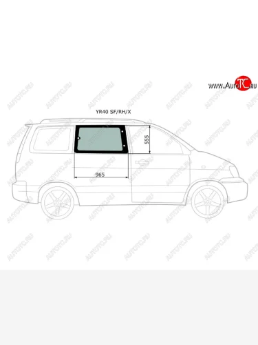 Стекло кузова боковое (не опускное) (Справа Цвет зеленый) Toyota Lite Ace 96-07  Lite Ace Noah 96- XYG YR40 SF/RH/X