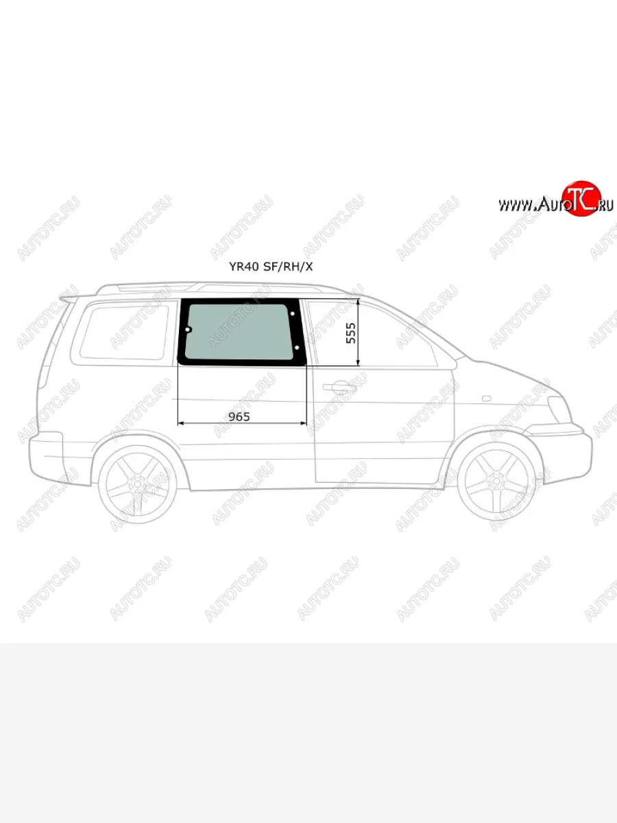 Стекло кузова боковое (не опускное) (Справа Цвет зеленый) Toyota Lite Ace 96-07  Lite Ace Noah 96- XYG YR40 SF/RH/X  в Керчи Республика Крым