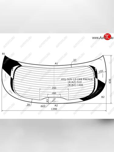 Стекло заднее (Цвет зеленый Обогрев) Hyundai Grand Santa Fe 13-18 XYG HYU-SUV-13-LWB RW/H/X