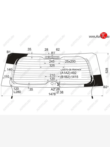 Стекло заднее (Цвет зеленый Обогрев) Lexus LX 07-15 XYG LX570-08 RW/H/X