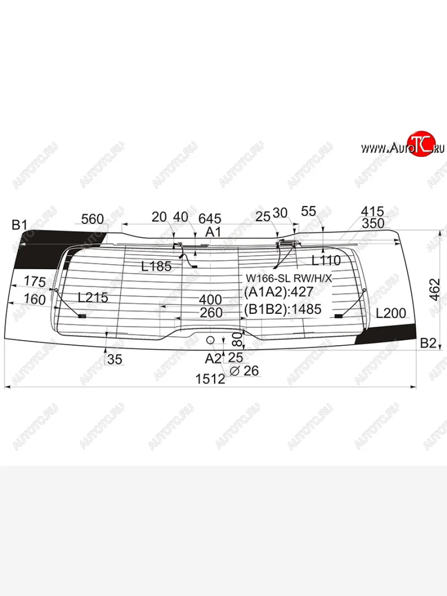 Стекло заднее (Цвет зеленый Обогрев Антенна) Mercedes-Benz GL-Class 12-15  GLS-Class 15-19 XYG W166-SL RW/H/X  в Воронеже Воронежской области