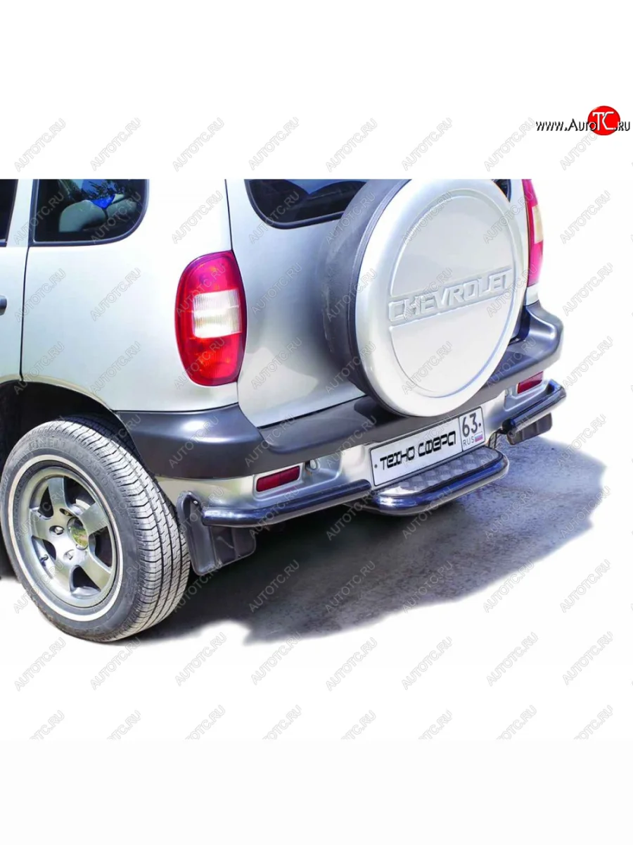 Подножка задняя с алюм. листом и защитой задн. бампера «Уголки» , 2123 «Шеви»  0118  в Керчи Республика Крым